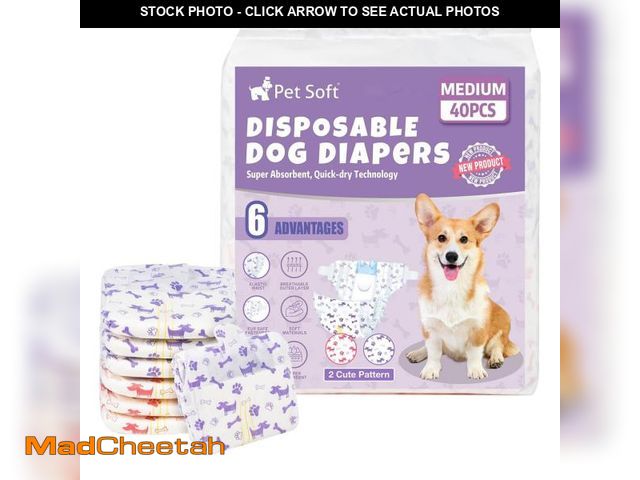 Lot 74-11555128 - Pet Soft Female Dog Diapers - Disposable Doggie Diapers with Wetness Indicator, Puppy &amp; Cat Diap...