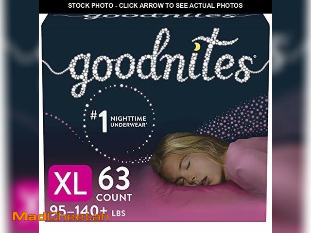 Lot 74-12664341 - Goodnites Girls' Nighttime Bedwetting Underwear, Size Extra Large (95-120 lbs), 63 Ct (3 Packs of 21...