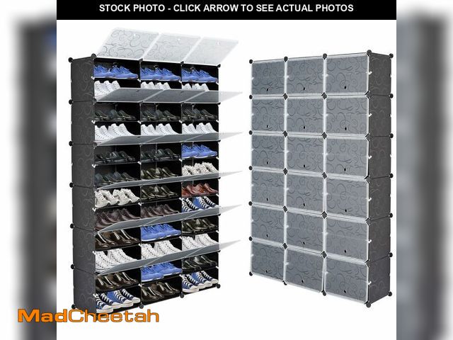 Lot 74-13778363 - Portable 12-Tier Shoe Cabinet - 72-Pair Shoe Storage with Covers - Expandable Free Standing Tower Sh...