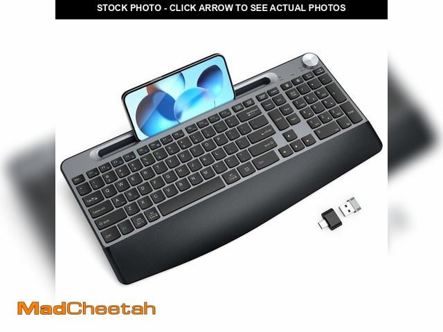 Lot 74-12453757 - GAMCATZ Ergonomic Wireless Keyboard with Wrist Rest-Low-Profile,Phone/Tablet Holder,Quiet DesignÃ¯Â¼...