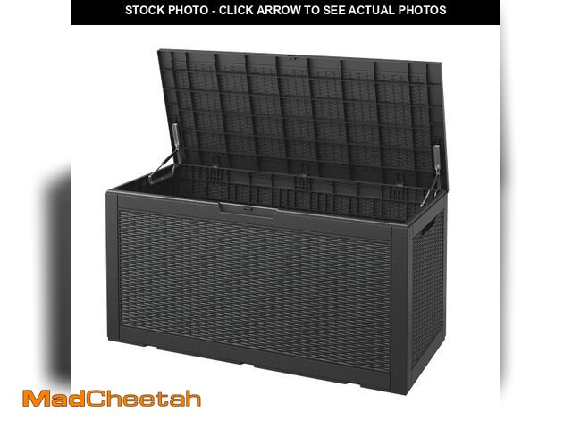 Lot 74-14369805 - Bifanuo 100 Gallon Lockable Deck Box - Outdoor Patio Storage - Black - UNUSED