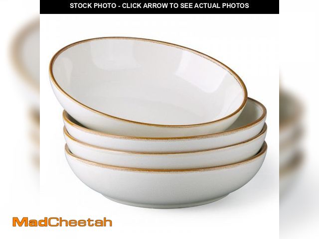 Lot 74-12047563 - AmorArc 8.5'' Large Pasta Bowls, 36oz Ceramic Salad Serving Bowls Set of 4 for Kitchen, Wide Stonewa...