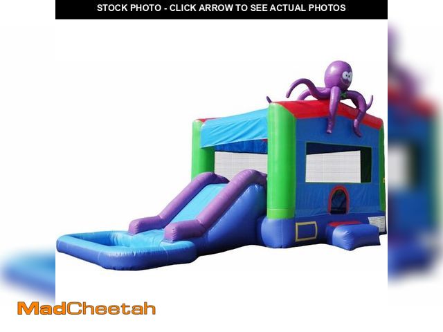 Lot 74-14253471 - JumpOrange 13Ã¢â¬x 25Ã¢â¬x 15Ã¢â¬ Octopus Bounce House with Slide; 15oz Commercial Grade PVC, Rei...