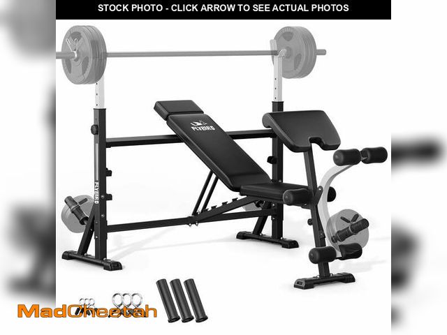 Lot 74-14071132 - FLYBIRD Olympic Weight Bench - Adjustable Press with Rack, Leg Developer &amp; Preacher Curl (1000Lb...