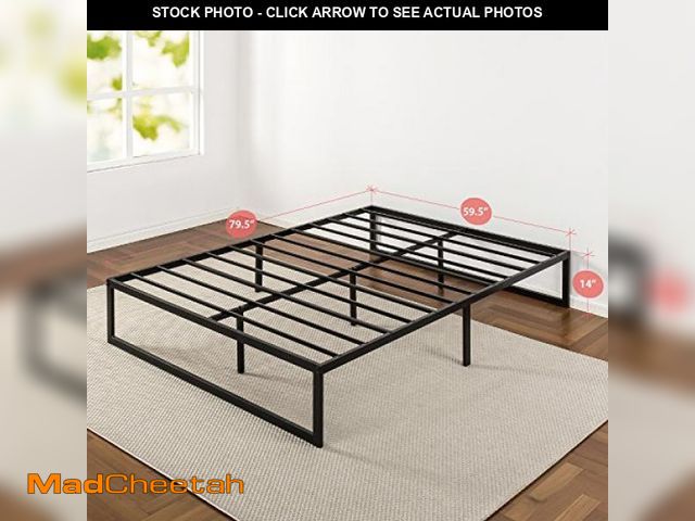Lot 74-12163585 - Queen Abel 14" Metal Platform Bed Frame Black - Zinus: Quick Lock Assembly, No Box Spring Needed - U...