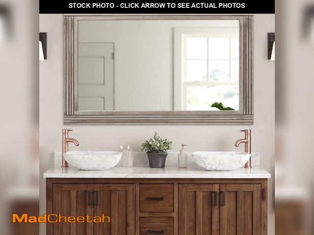 Lot 74-12391311 - YOSHOOT Hand-Made Wooden Spliced Wall Mirror for Bathroom, Rustic Farmhouse Vanity Mirror, DÃcor Wa...