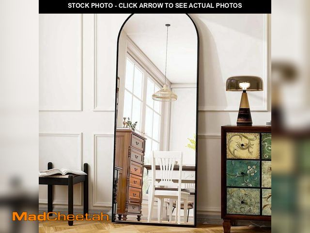 Lot 74-14259171 - YVANLA 64"x21" Arched Full Length Floor Mirror with Stand , Black - UNUSED