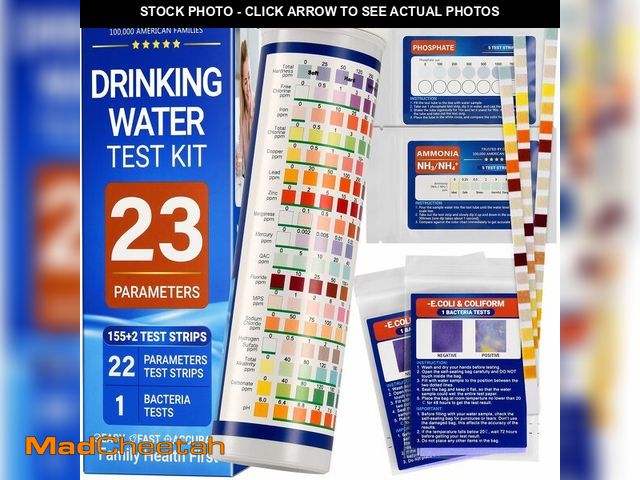 Lot 74-13621047 - 23-in-1 Home Drinking Water Testing Kit - 155 Strips,Tap and Well Water Test Kit for Hardness, Lead,...