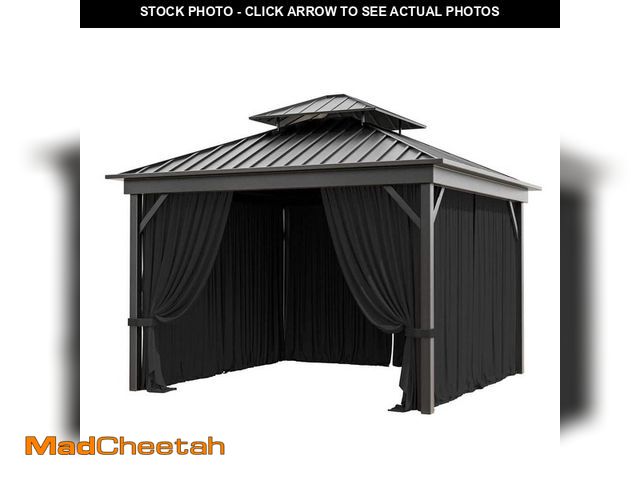Lot 74-14306304 - Kimunuk 10 ft. x 10 ft. Universal Outdoor Privacy Curtains, Gazebo Replacement with Zipper Black (4-...