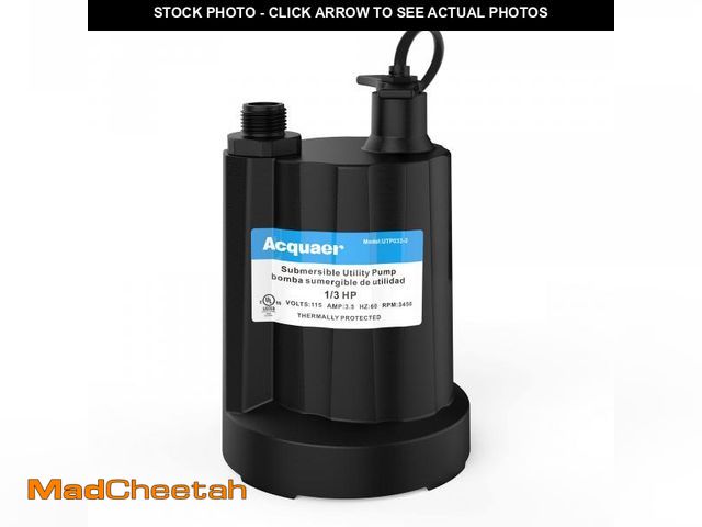 Lot 74-12302959 - Acquaer 1/3 HP Submersible Water Pump 2160GPH Sump Pump Thermoplastic Utility Pump Portable Electric...