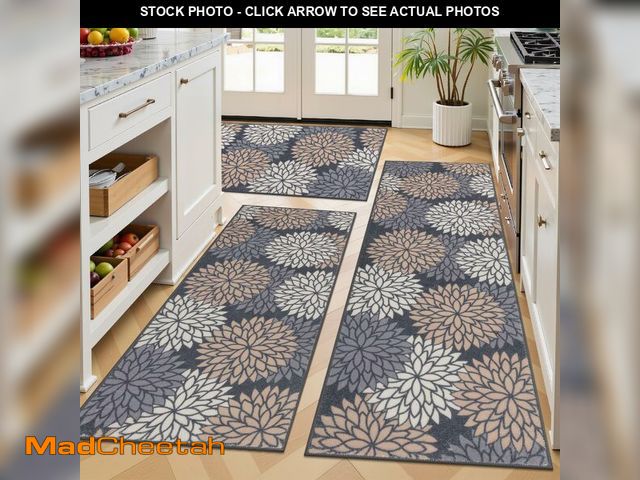 Lot 74-14209827 - Ileading Boho Kitchen Rugs Sets 3 Piece with Runner Floral Kitchen Floor Mat Carpet Farmhouse Kitche...