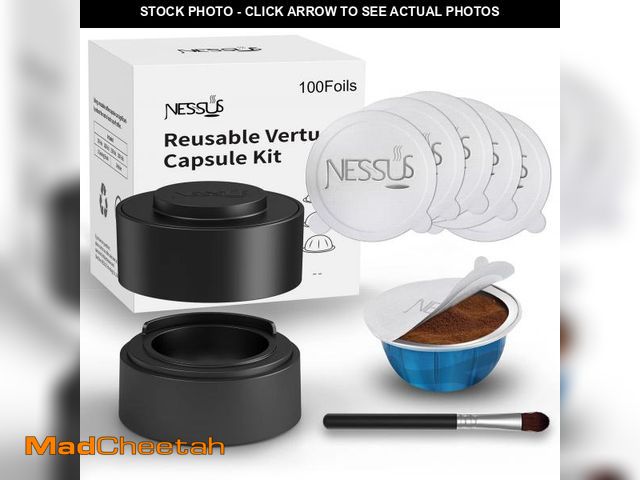 Lot 74-11554199 - Nessus Reusable Vertuo Capsule Kit, [ALSeal EZ FIT] for Reusable Nespresso Pods with 100 Pcs Aluminu...