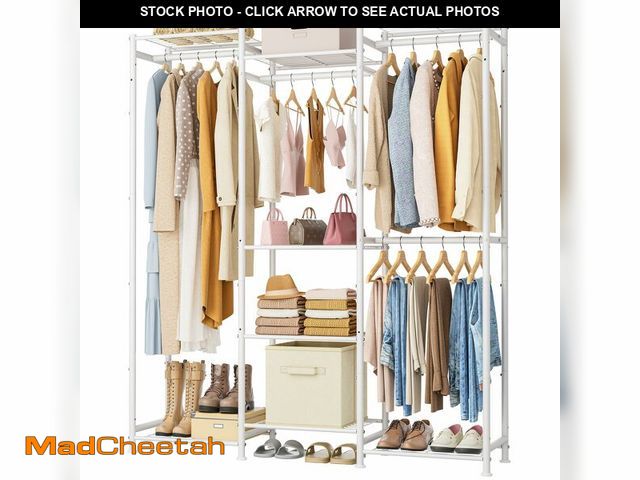 Lot 74-14048843 - HOMIDEC Wardrobe Closet, 4 Hanging Spaces Portable Clothes Rack,Free Standing Closet Organizer and S...