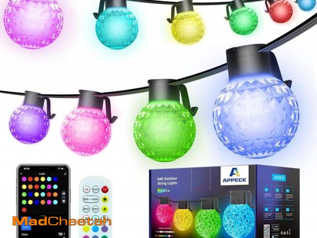 Lot 74-12124794 - PAIFAM Outdoor String Lights 50FT, 25 Dimmable Color Changing LED Patio Lights with 54 Scene Modes, ...