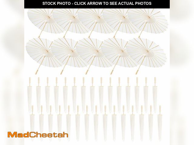 Lot 74-12929933 - Zealor 40 PCS 33 Inches White Paper Umbrellas, Oiled Chinese &amp; Japanese Style White Parasols, Wh...