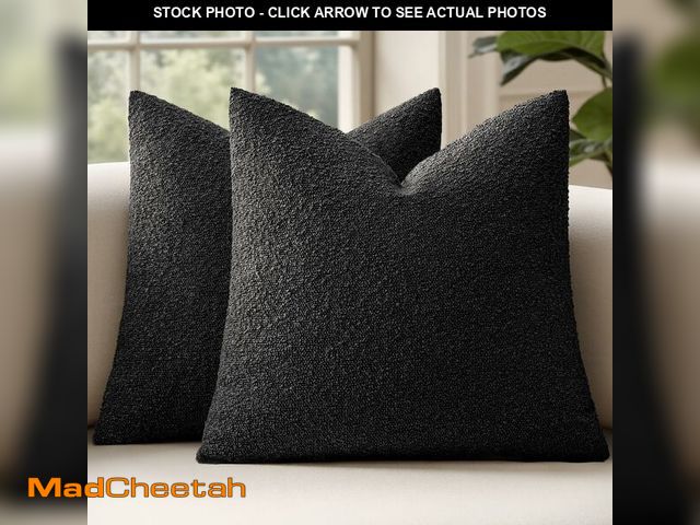 Lot 74-12703676 - MIULEE 24x24 Decorative Euro Sham Throw Pillows for Bed Set of 2 Textured Boucle Neutral Winter Thro...