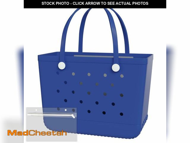 Lot 74-12865873 - Heibbao X-Large Rubber Beach Tote with Waterproof Zipper Inner Bag, Washable Durable Storage Bag (Bl...