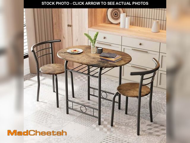 Lot 74-12890434 - (MISSING HARDWARE) Homall 3 Piece Wood and Metal Dining set, Small dining table for 2 ,for Living Ro...