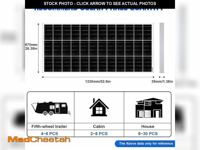 Lot 74-12632236 - ECO-WORTHY Solar Panel 195 Watt 18 Volt Monocrystalline Solar Panel Module Off Grid PV Power for 12V...