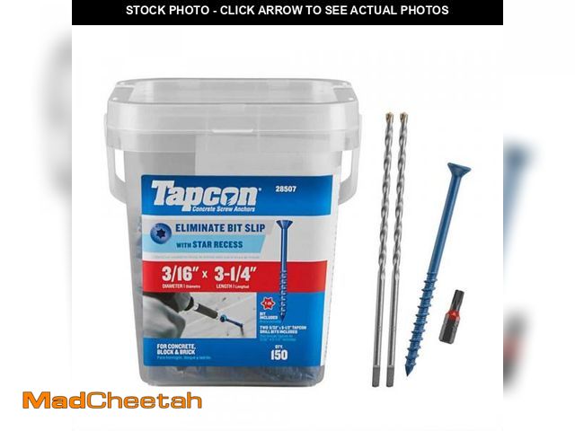 Lot 74-12296645 - Tapcon 3/16 in. x 3-1/4 in. Star Flat-Head Concrete Anchors (150-Piece) - UNUSED