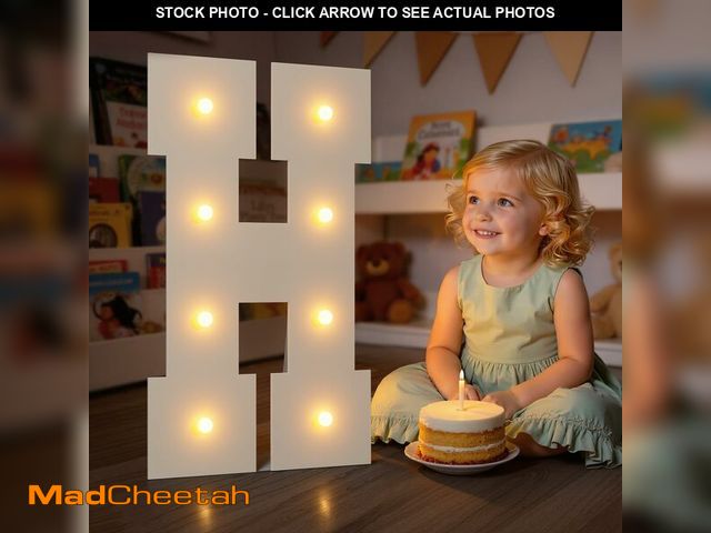 Lot 74-14263601 - 2FT Light up Letters, Large Marquee Letters H, 2 Feet Tall Big Sign H with Warm White Light for Birt...