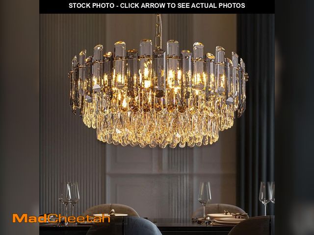 Lot 74-13098144 - WDETR 24 in. Modern Glam Soft 13-Light Gold Round Crystal Chandelier for Kitchen Island Dinning Tabl...