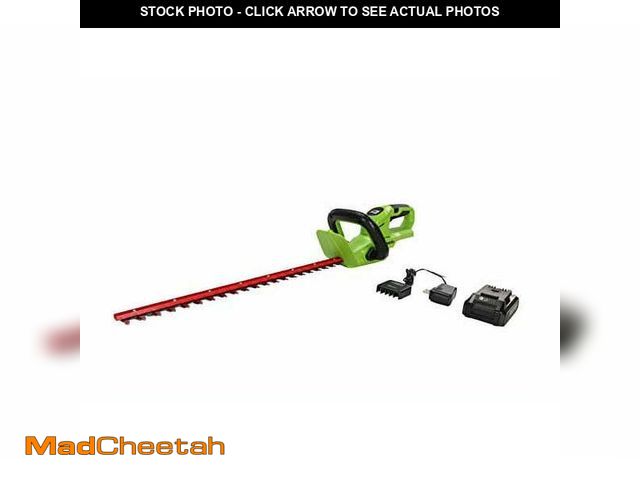 Lot 74-12767023 - Greenworks 24V 22" Hedge Trimmer with 1.5Ah Battery &amp; Charger 2205402 - UNUSED