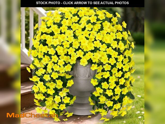 Lot 74-14294587 - Artificial Faux Hanging Plants Flowers for Outdoor Spring Summer Decor, 2 PCS Fake Silk Yellow Daisy...