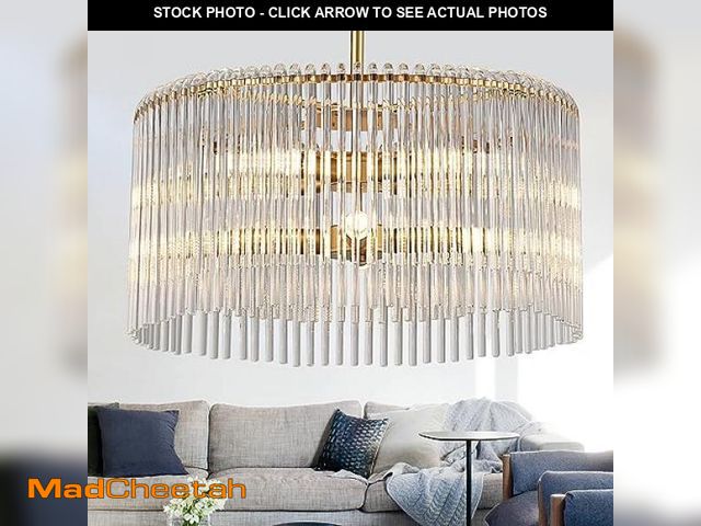 Lot 74-12044501 - TACDANDM 20.47" Round Glass Chandeliers Dining Room Gold Modern Glass Chandelier 8-Lights for Living...