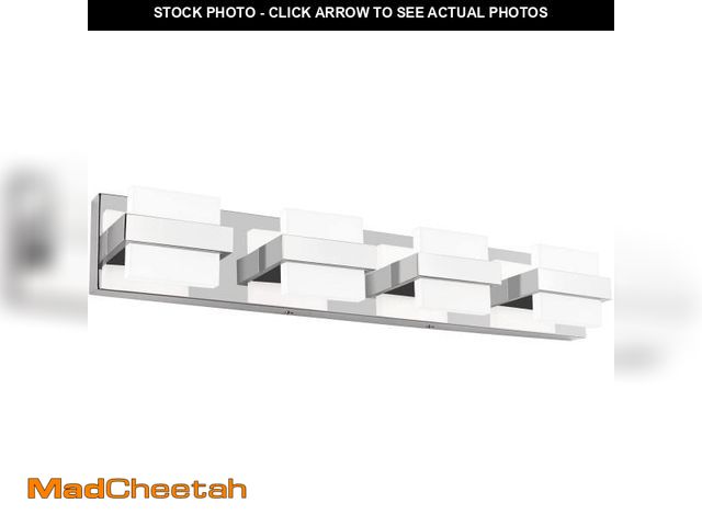 Lot 74-12415375 - SOLFART 4 Lights Chrome Bathroom Light Fixtures Modern LED Bathroom Light Vanity Lights Over Mirror ...
