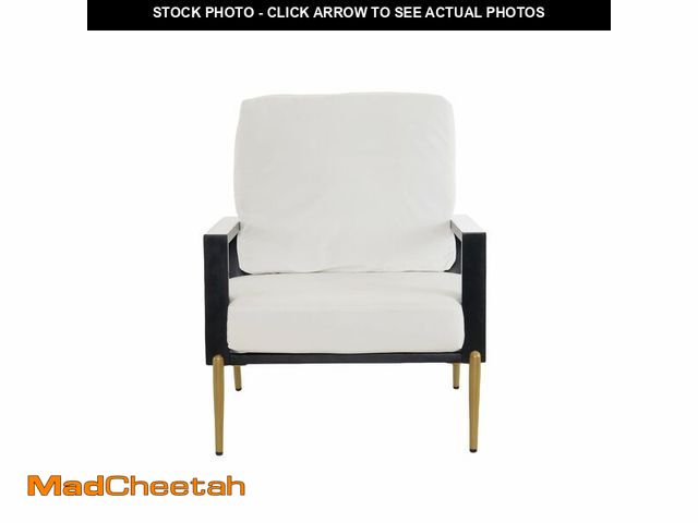 Lot 74-12649603 - Upholstered Accent Armchair with Gold Metal Legs Chic Wide Armrest Minimalist Lounge Chair (1White +...