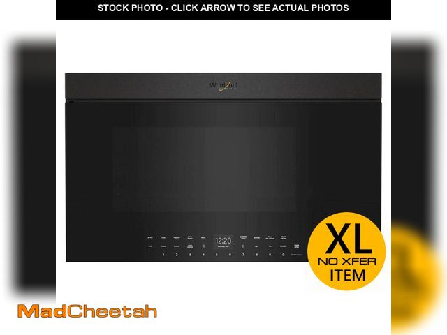 Lot 74-12614005 - Whirlpool 30 in. 1.1 cu. ft. Air Fry Over-the-Range Flush Built-In Microwave in Black Stainless Fini...