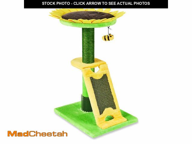Lot 74-12886844 - Vibrant Life 2-Level 24" Sunflower Sisal Cat Scratching Post &amp; Perch, Green &amp; Yellow - UNUSE...