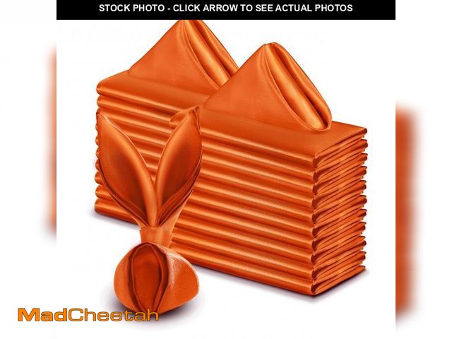 Lot 74-12443845 - VACVELT 50 Pack Burnt Orange Satin Napkins - 17x17 Inch Square Dinner Napkins for Wedding, Graduatio...