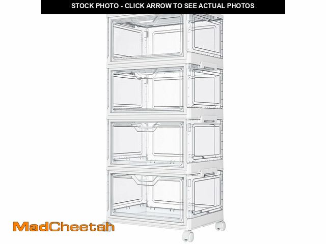 Lot 74-14298836 - Kmiectse Clear Storage Bins with Lids - 4 Tier Plastic Bins with Wheels, Stackable Storage Bin, Clos...