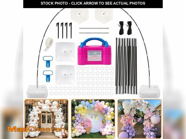 Lot 74-12331278 - RUBFAC Balloon Arch Kit and Balloon Pump, 10Ft Wide Adjustable Balloon Arch Stand for Floor Frame wi...