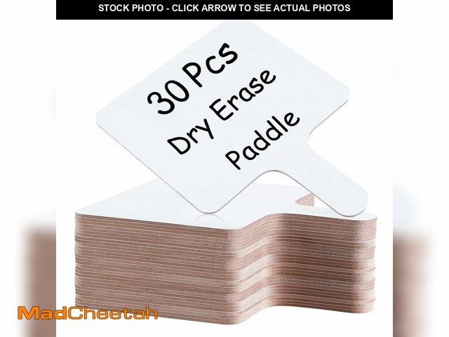Lot 74-12697417 - 30 Pcs Dry Erase Answer Paddle 7 x 9 Inch Handheld Wooden White Board Double Sided Dry Erase Small W...