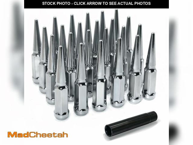 Lot 74-13571663 - LUJIANI M12X1.5 Chrome Silver Wheel Spike Lug Nuts, 24 PCS Lug Nut Wheel Accessories with 1 Socket K...