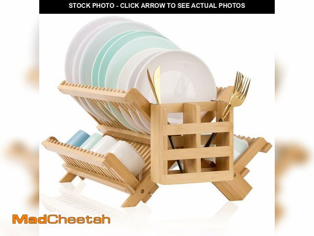 Lot 74-14062845 - NOVAYEAH Bmaboo Dish Drying Rack for Kitchen Counter 3-Tier Collapsible Wooden Dish Drying Rack with...