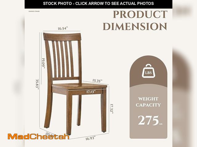 Lot 74-12894753 - COLAMY Farmhouse Dining Chairs Set of 2, Light Brown Wooden Dining Room Chairs, Windsor Spindle High...