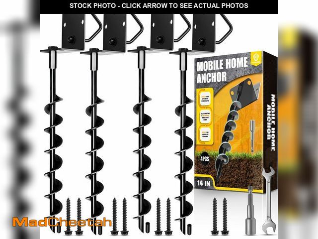 Lot 74-14263098 - [UPGRADED] 14Ã¢â¬Â Full Spiral Blade Mobile Home Anchor, 4 Pack Ground Anchor Screw in with L-shap...