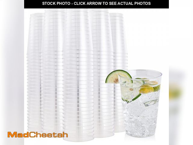 Lot 74-12114660 - FOCUSLINE 200 Pack 12 oz Clear Plastic Cups, Disposable Cups Reusable Plastic Tumblers, Heavy-duty 1...