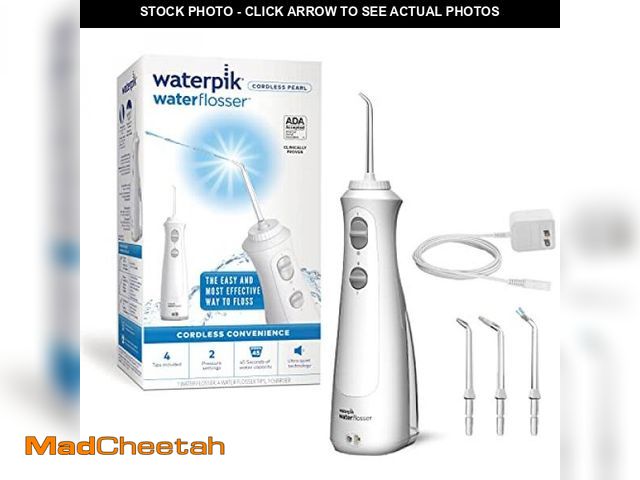 Lot 74-12399443 - (MISSING CORD) Waterpik Cordless Pearl Rechargeable Portable Water Flosser for Teeth, Gums, Braces C...