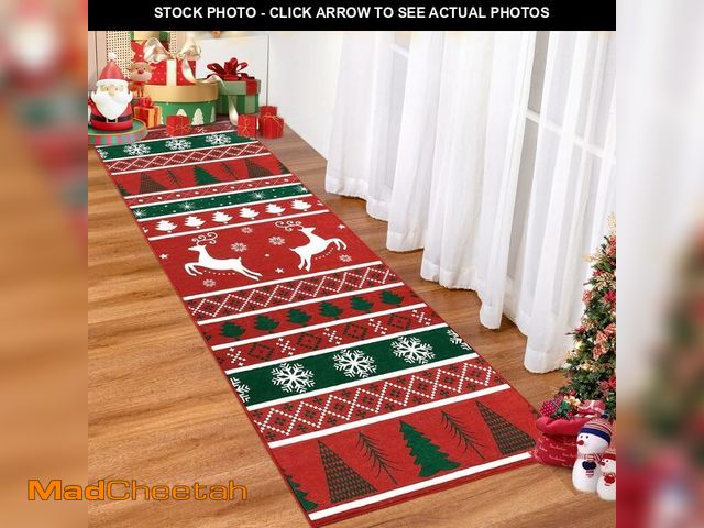 Lot 74-13041376 - Garvee Washable 2x8 Christmas Rug Runners Red for Hallways Non Slip Bathroom Rug Non Shedding Kitche...