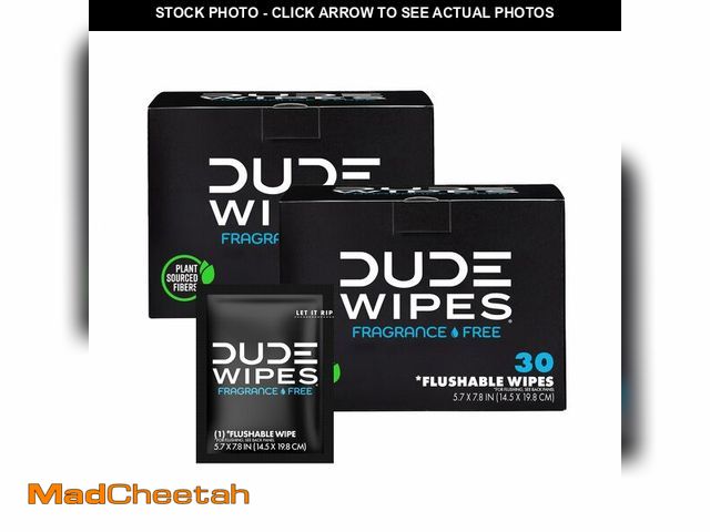 Lot 74-14058776 - DUDE Wipes On-The-Go Unscented Travel Wipes - 2 Pack, 60 Count (Individually Wrapped) - Extra-Large ...