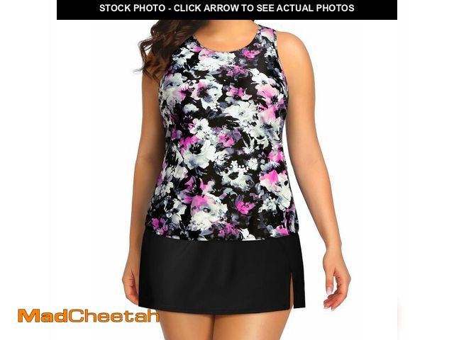 Lot 74-14340357 - Tempt Me Plus Size Tankini with Skirt - Two Piece Swimsuit for Women Tummy Control Bathing Suit High...