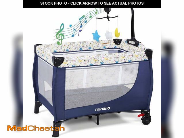 Lot 74-14586754 - Minikid Nursery Center Playard with Bassinet Music and Toys, Baby Playpen for Newborn to Toddlers,Bl...