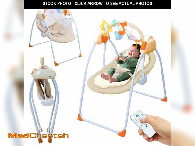 Lot 74-12799704 - JieC Electric Baby Swing with Toy, Unisex, Suitable for Newborns From 0-36 Months,Brown - USED