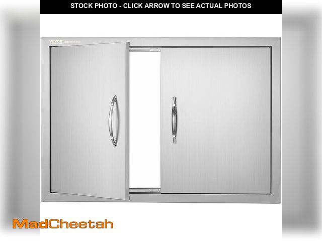 Lot 74-12695978 - VEVOR BBQ Access Door, 30.5W x 21H Inch Double Outdoor Kitchen, Stainless Steel Flush Mount, Wall Ve...