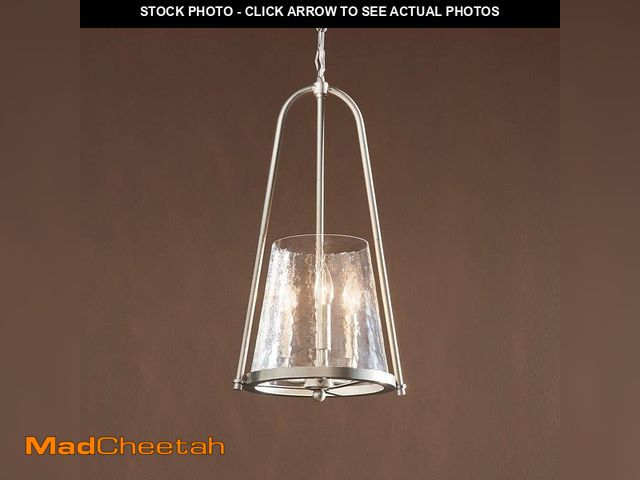 Lot 74-14361834 - KICHLER Nerine 3-Light Brushed Nickel Foyer Pendant with Hammered Glass - UNUSED